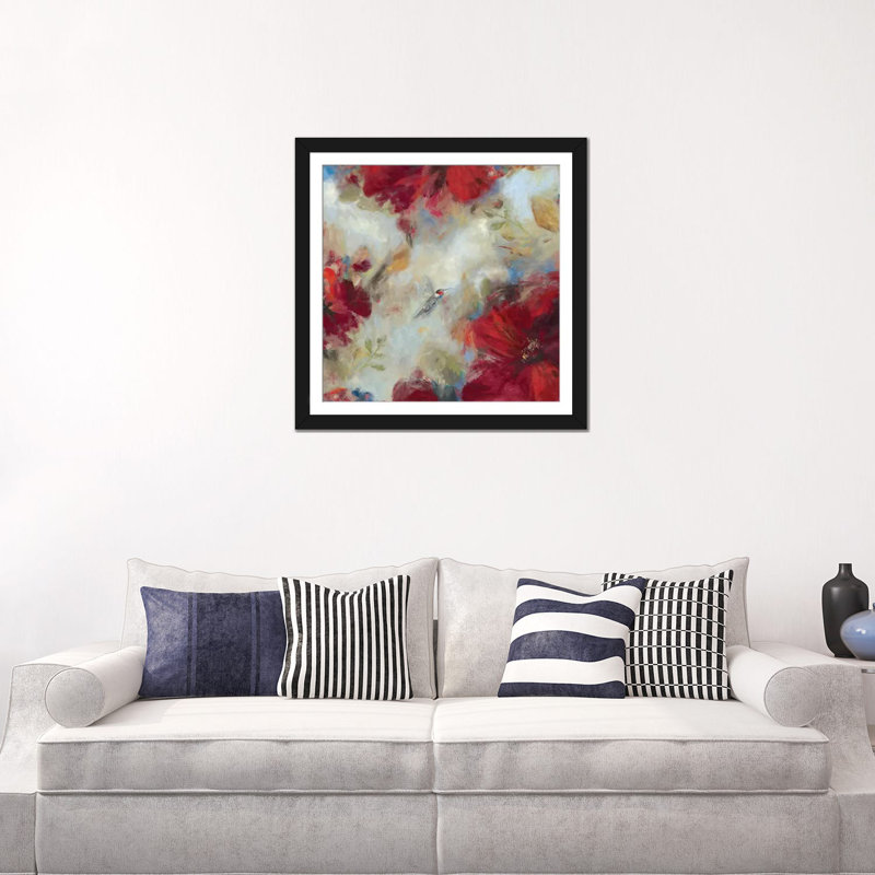 « hummingbird i », impression sur toile, H 24 po x l 24 po x P 1 po, Papier d'art encadré noir, Blanc