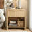 Set Of 2 Japandi 24" Tall Fluted Nightstands With Charging Station, Curved Wood Bedside Tables With Drawers & Open Shelf, Natural Oak-1946828112-1946828125