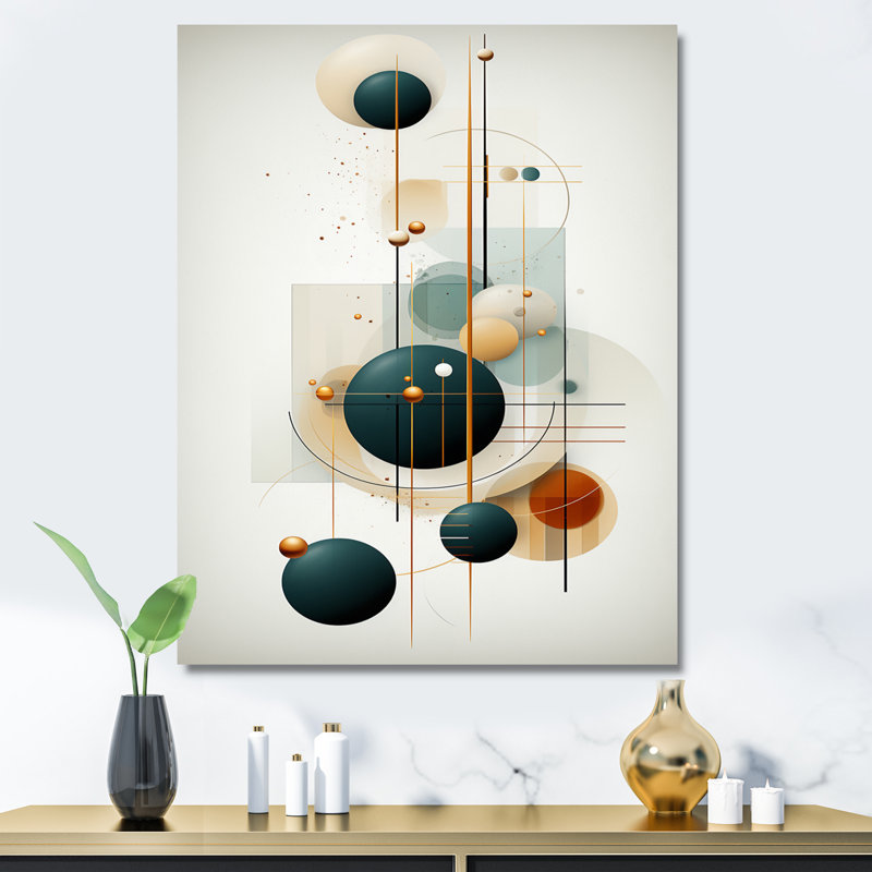 «Sweet Serenity» circulaire géométrique minimaliste rétro I - décoration murale géométrique moderne, Toile tendue