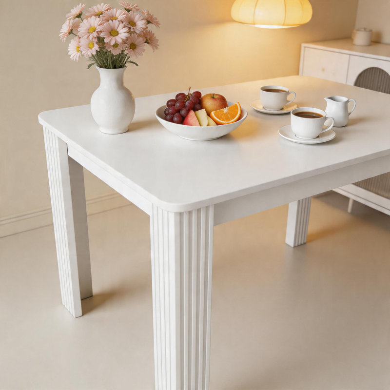 4 Seater MDF Dining Table, Modern Rectangle Wooden Kitchen Dining Room Table, Heavy Duty 130KG Load Small Coffee Table, Easy Assembly Dinner Furniture for Home Kitchen Living Room Cafe Office