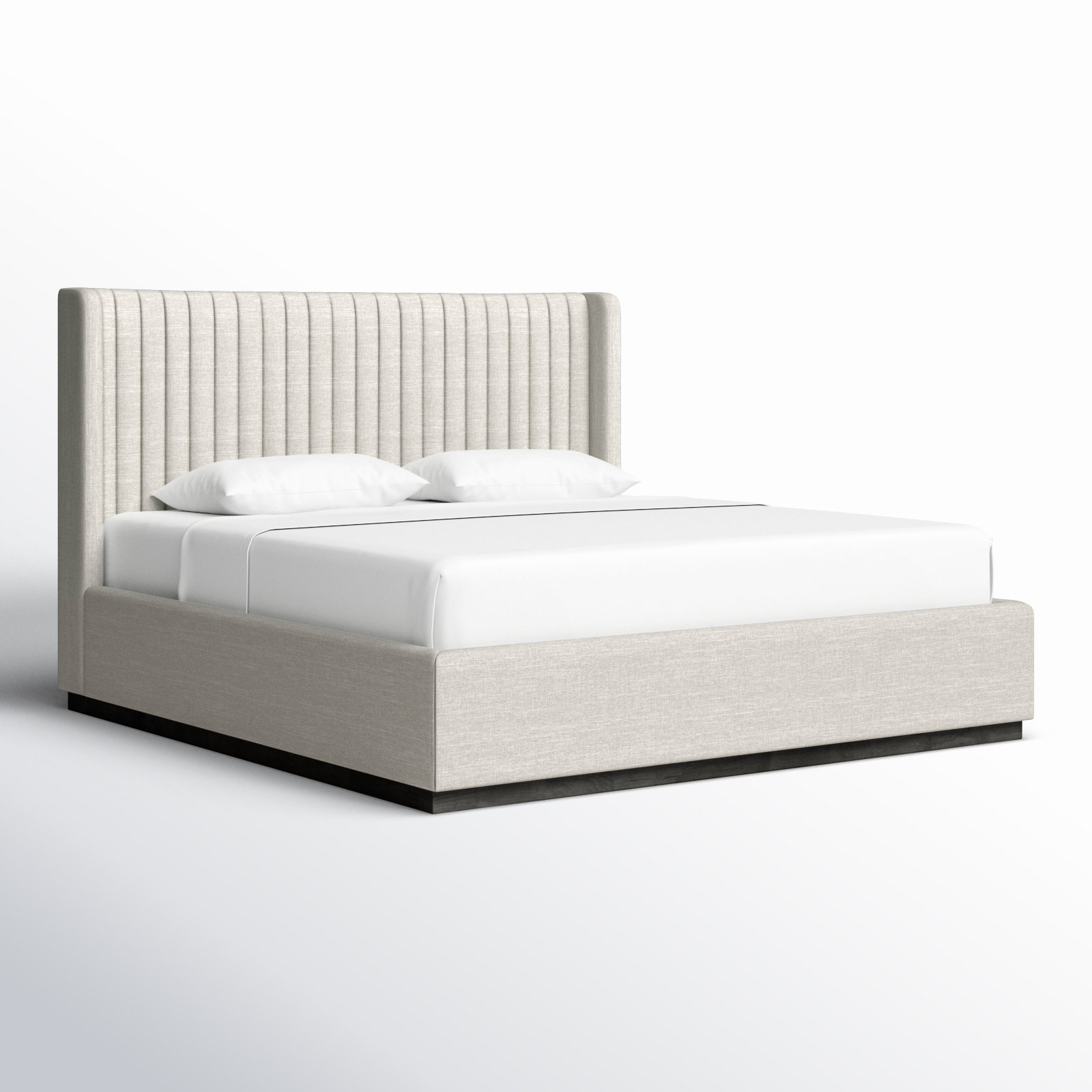 Chamblis Linen Upholstered Bed, King, Beige Linen Textured Fabric