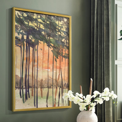 Entre les arbres II, reproduction encadrée - bois massif