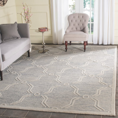Tapis géométrique en laine touffeté à la main