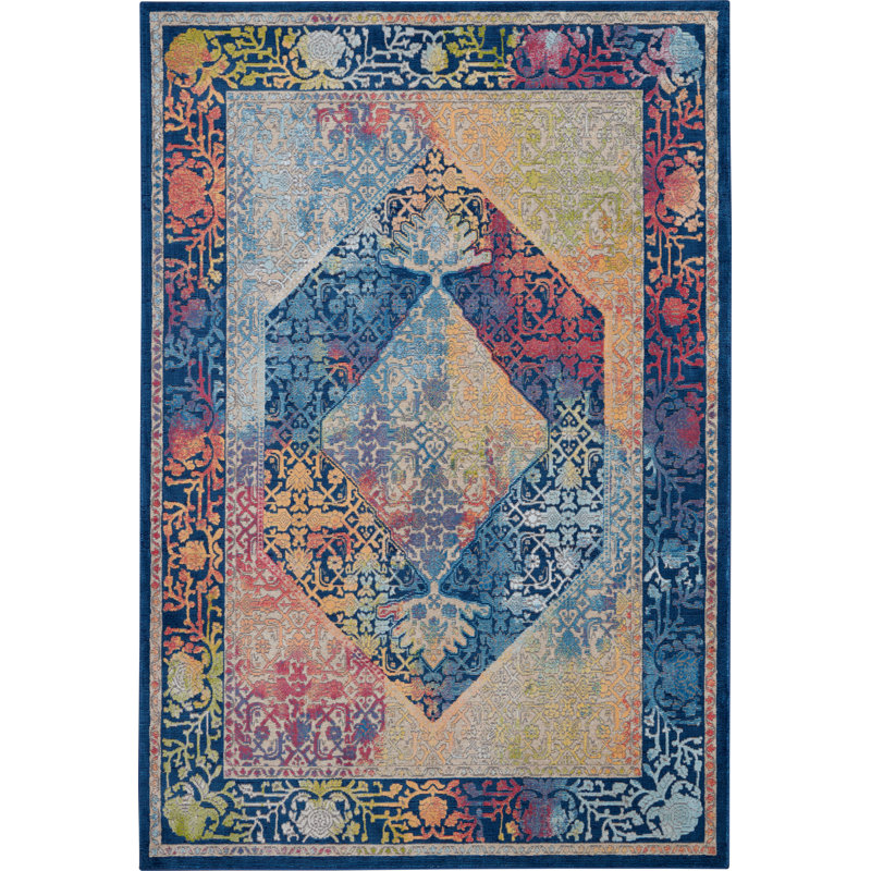Tapis bleu bohème Raymond, Rectangle 4 pi x 6 pi