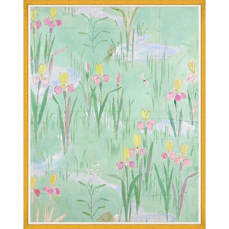 Fleur Vertes 2 Print by Paule Marrot, Gold Framed, 54" H x 43" W x 1.25" D