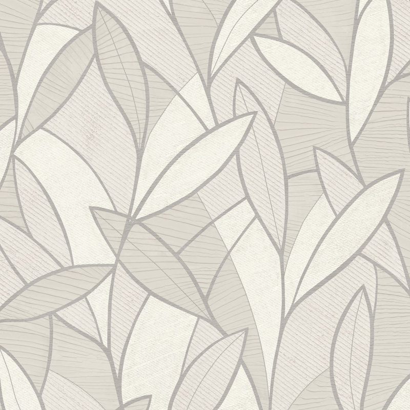Papier peint feuille blanche sculptée, Blanc