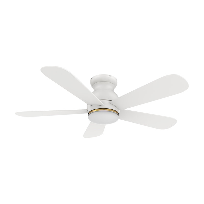 Ventilateur de plafond encastré à DEL à 5 pales de 48 po avec télécommande et ensemble d'éclairage inclus., Blanc
