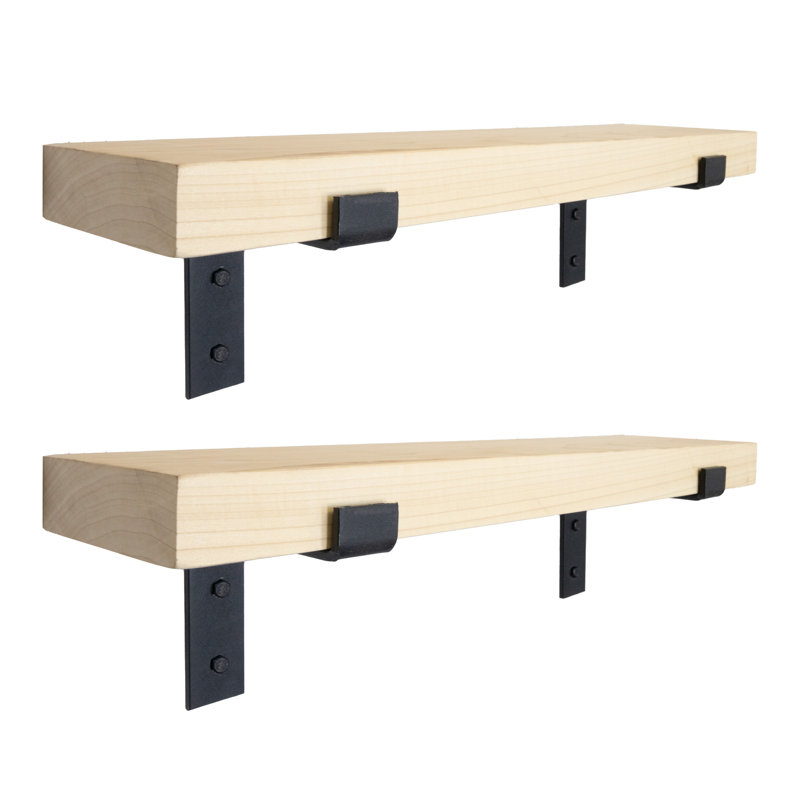 Emerald Lee 2 Piece Poplar Bracket Shelf, 2" H x 43" W x 7" D