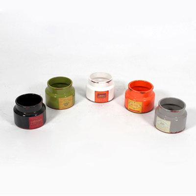 Ensemble de vase de table en céramique 5,31" à couleurs intérieur/extérieur multicolore 5 pièces Borman
