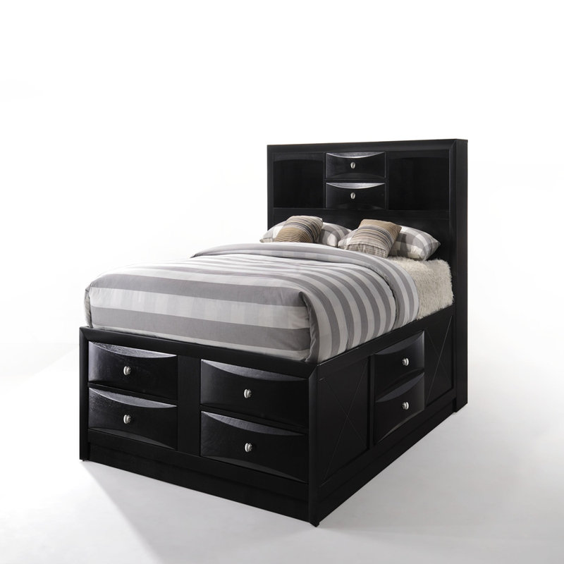 Lit double avec rangement Ireland, Noir