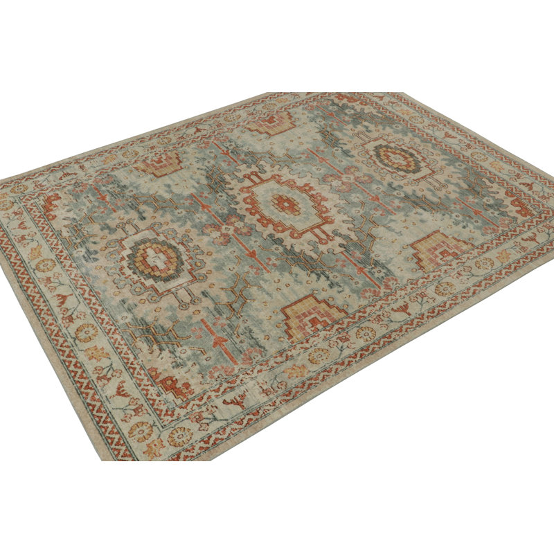 Distressed Homage Hand Knotted Wool Floral Area Rug, Rectangle 13' x 18'