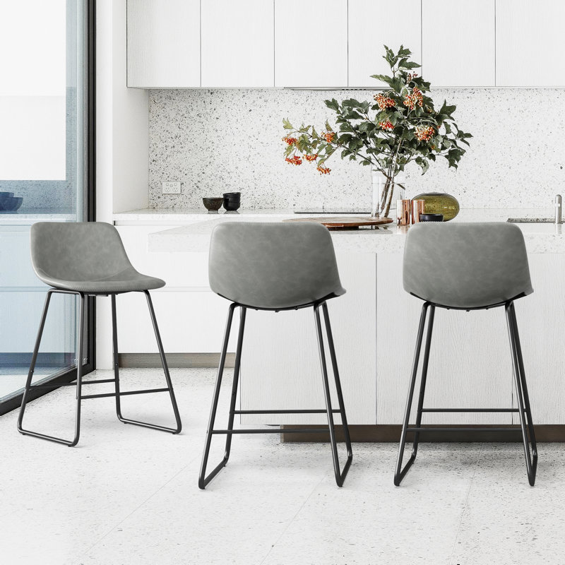Tabouret de bar et de comptoir Hambrook, Tabouret de comptoir (siège d'une hauteur de 24 p, gris, 3