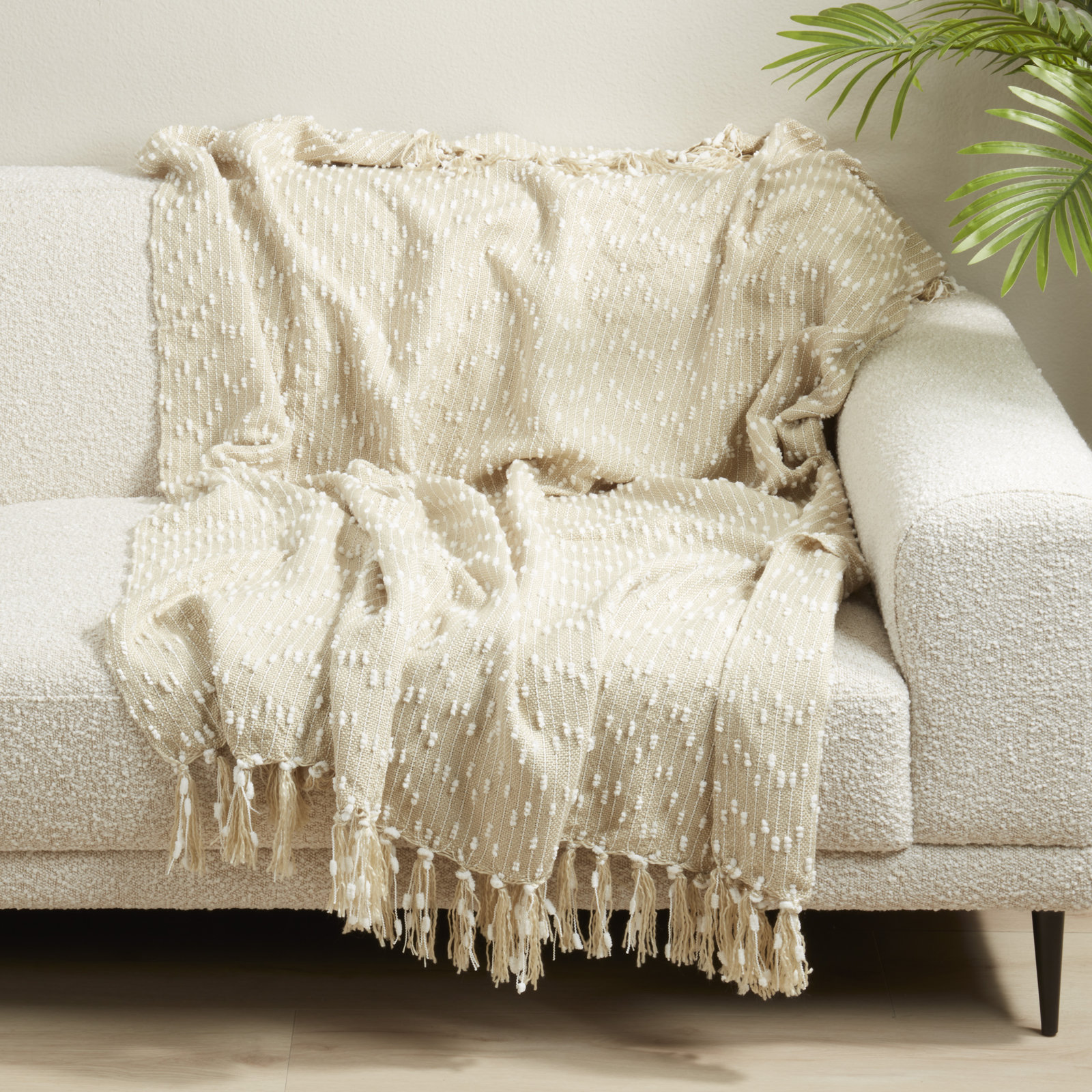 Hodgkins Handwoven Throw Blanket, Vanilla