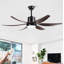 Ventilateurs de plafond modernes et minimalistes avec lumières et moteur à courant continu réversible noir mat 6 vitesses-130156625