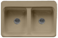 Advantage Series 33'' L Double Bowl Acrylic Kitchen Sink, 2 Holes, Cashmere