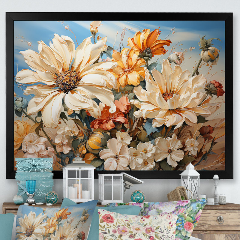 Sunflowers Country Charm sur toile, H 16 po x l 32 po x P 1 po, Cadre simple noir