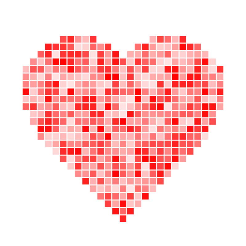 «Pixel Heart», impression sur toile tendue, L 30 po x H 30 po