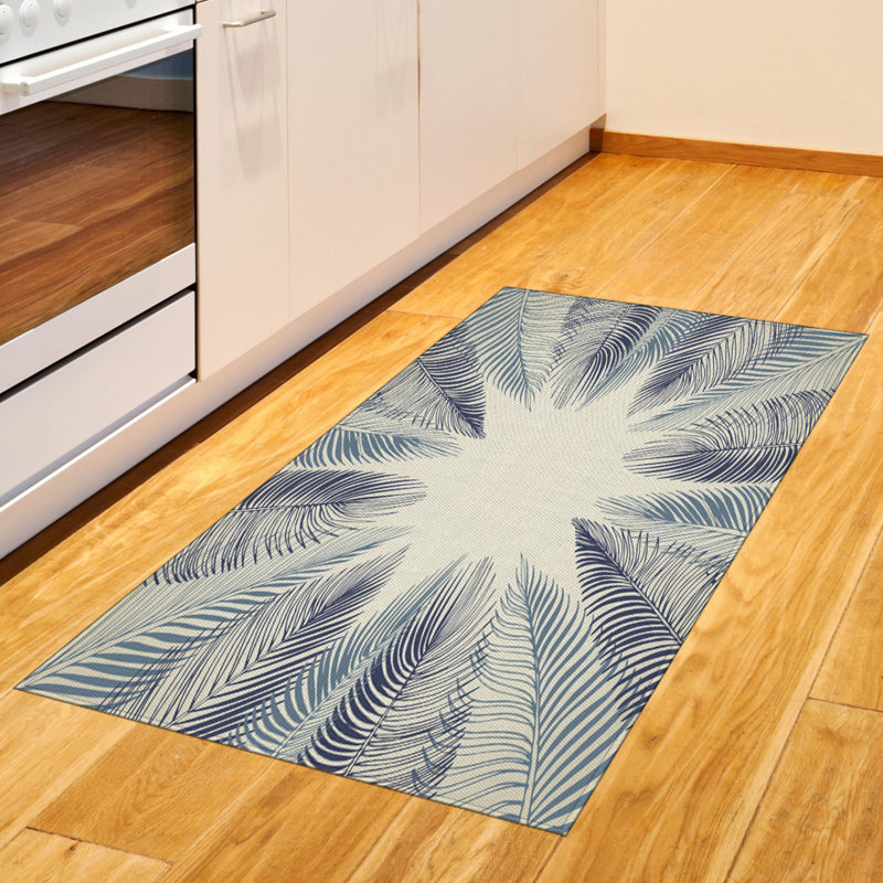 Palm Leaf High Density Long Fiber Poly Threads Decorative Area Rug Carpet, Rectangle 2'7" x 5'