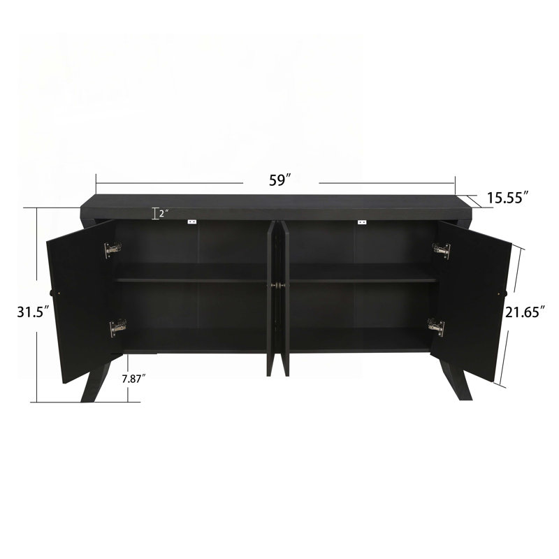 Console 59 po avec 4 portes, Noir, noir, noir, noir