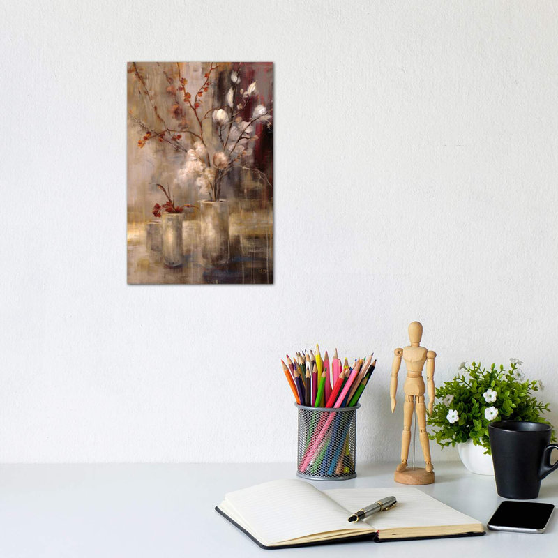 «Silver Floral» par Simon Addyman - reproduction d'art, Toile tendue, H 12 po x l 8 po x P 0,75 po