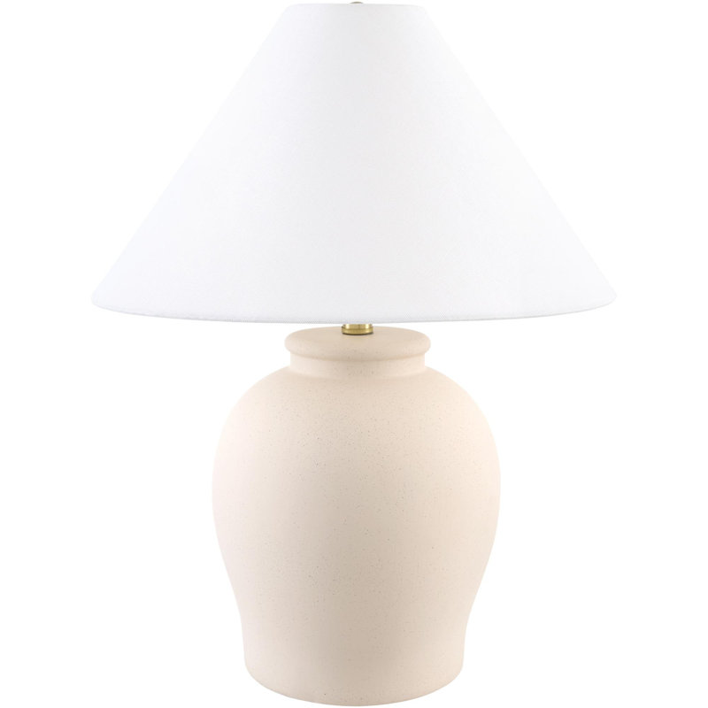 Chemise 22" Ceramic Table Lamp, Shell, Classic Linen