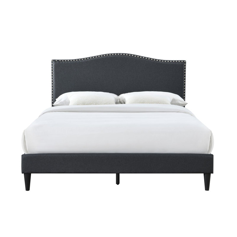 Upholstered Platform Bed, Charcoal Gray, Queen