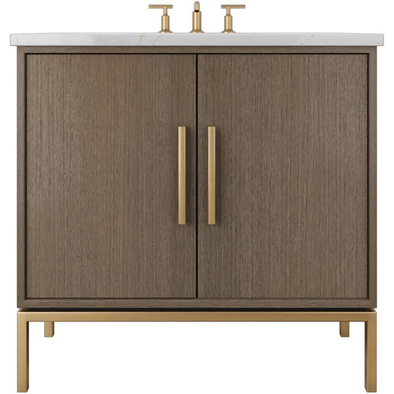 Rift White Oak Single Bath Vanity, Smoked Modern, Satin Gold, 42"