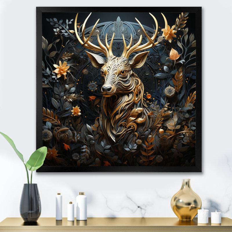 Deer Wonderers II sur impression sur toile, Cadre simple noir, H 36 po x l 36 po x P 1,5 po
