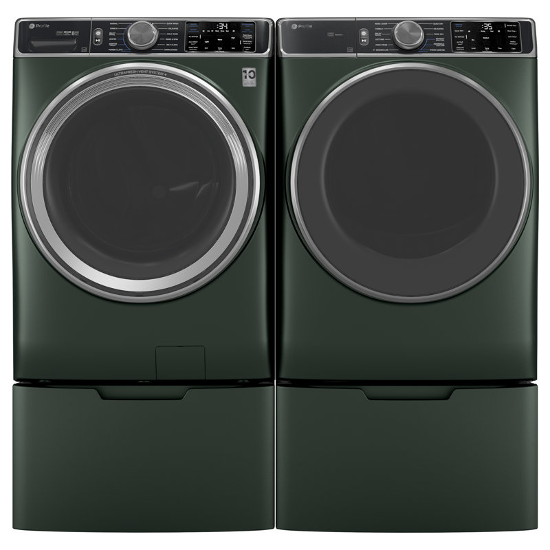GE Profile Energy Star 7.8 Cu. Ft. Capacity Smart Front Load Gas Dryer With Steam And Sanitize Cycle, Electric, Jade Green