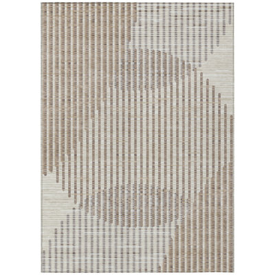 Tapis intérieur lavable à motif géométrique beige 3 pi x 5 pi