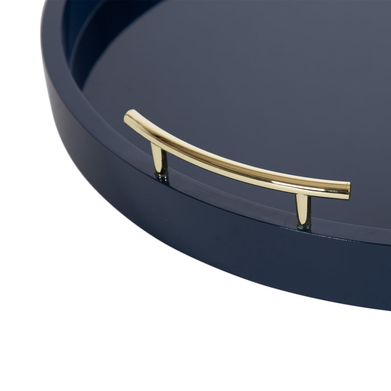 Plateau Norvan, Bleu marine/doré, H 3,25 po x l 21,75 po x P 21,75 po