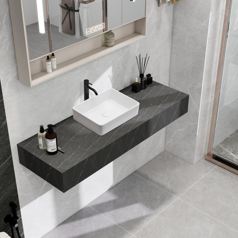 Lavabo de salle de bain rectangulaire en céramique 15,75 "x 11,81"