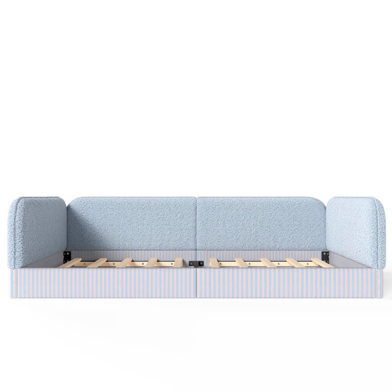 Grand lit tapissier en molleton, Grand lit, Bleu