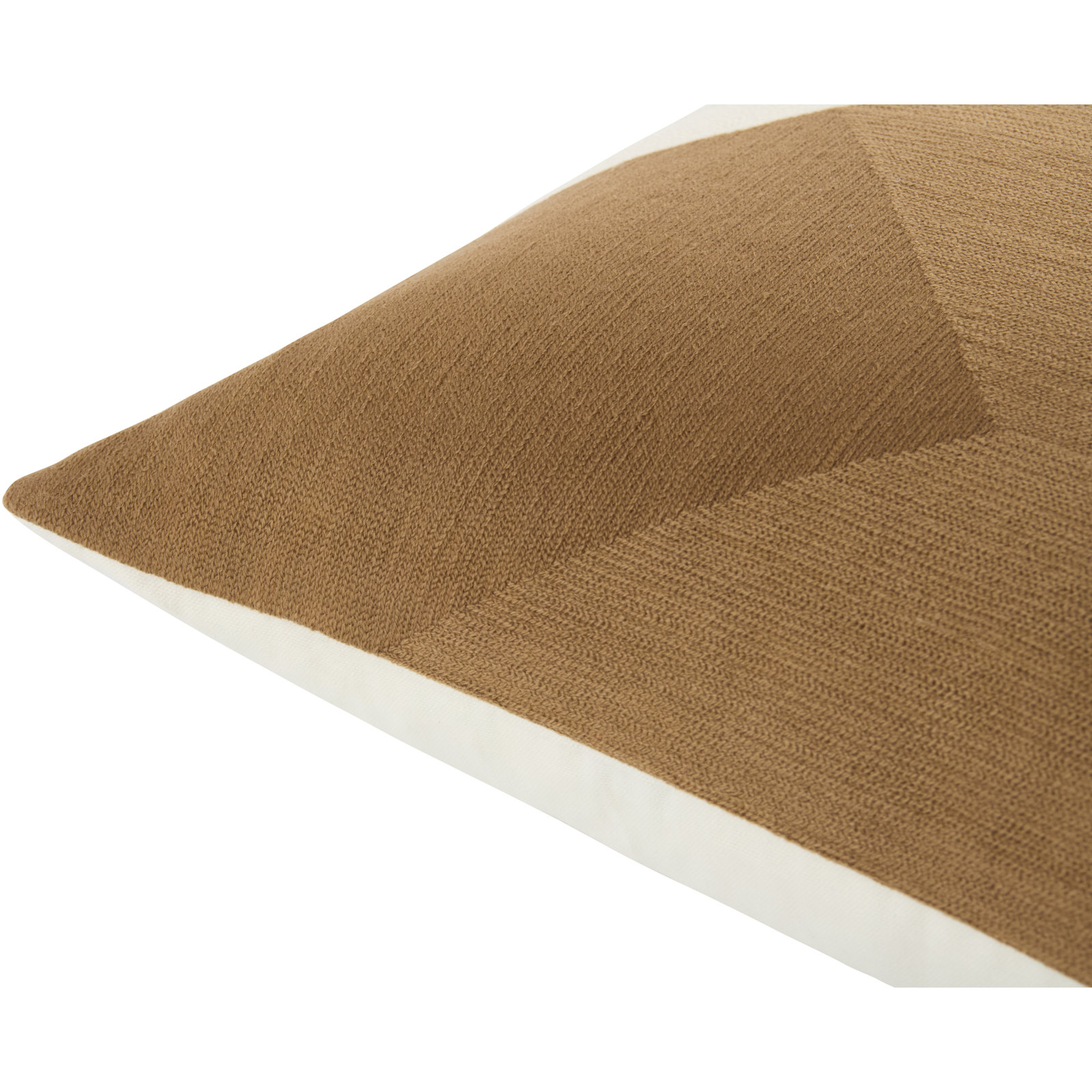Embroidered Cotton Pillow Cover, Square 20", Polyester, Tan