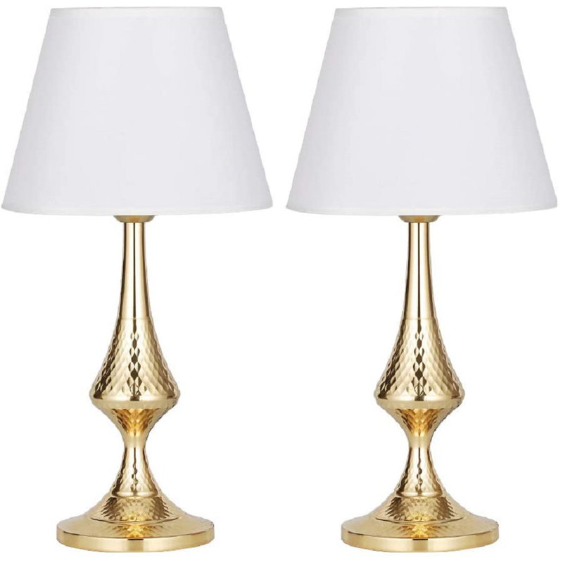 Ensemble de lampes de table de chevet dorées 18,7 po