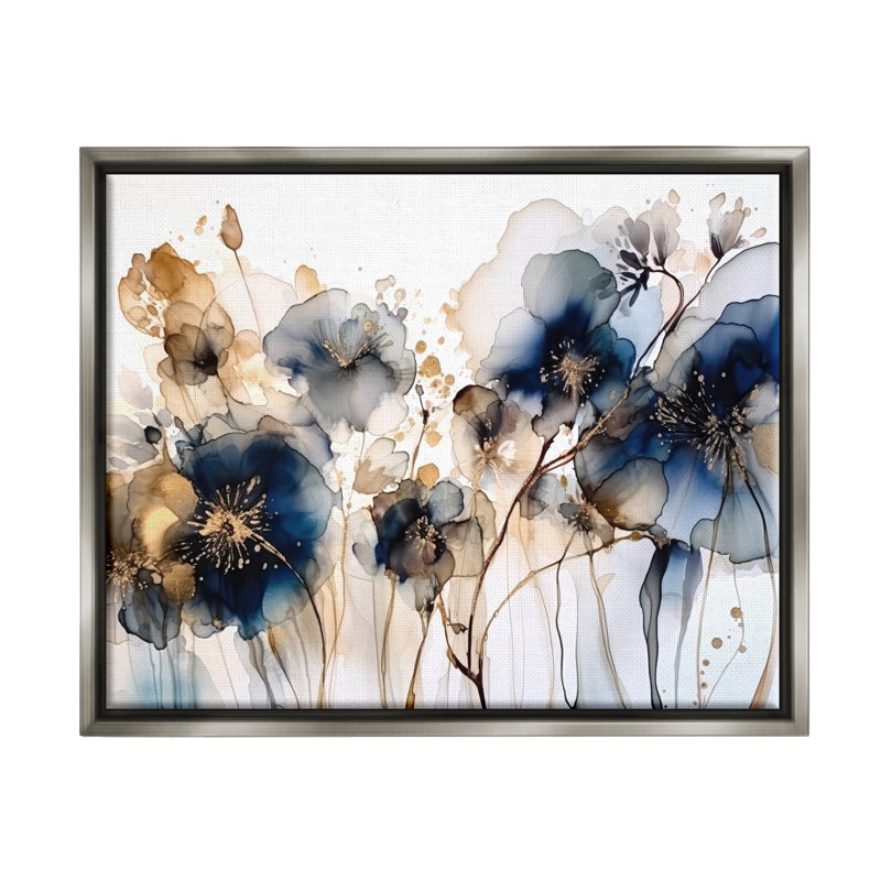 Impression sur toile bleu marine et or, H 24 po x l 30 po x P 1,5 po, Estampe numérique Farmhouse