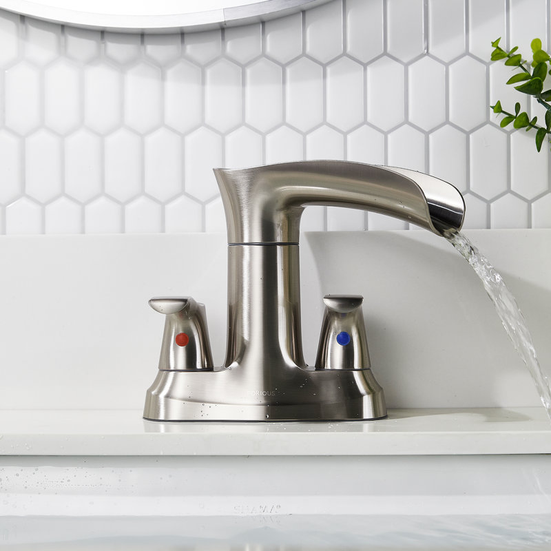 Center set Bathroom Faucet, Brushed Nickel