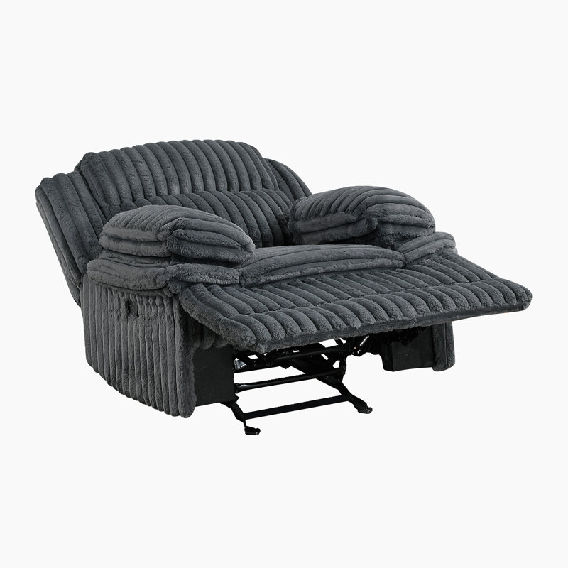 Fauteuil inclinable oscillant en velours côtelé l 46 po, Gris foncé
