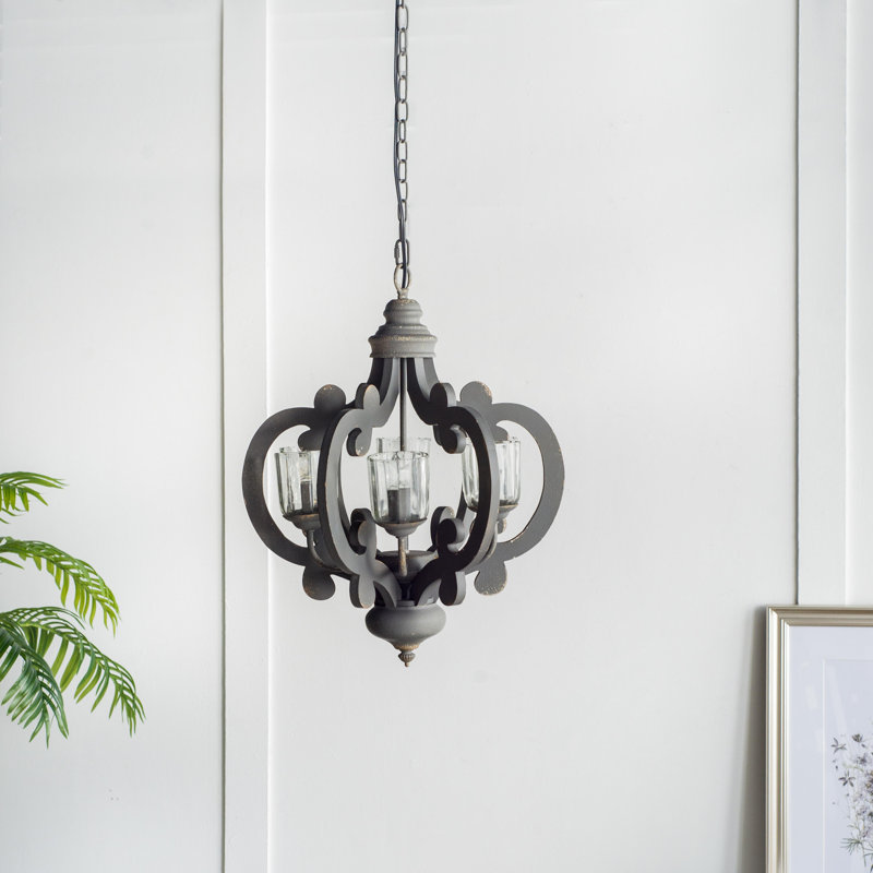 Hayre 6 - Light Geometric Chandelier, Gray