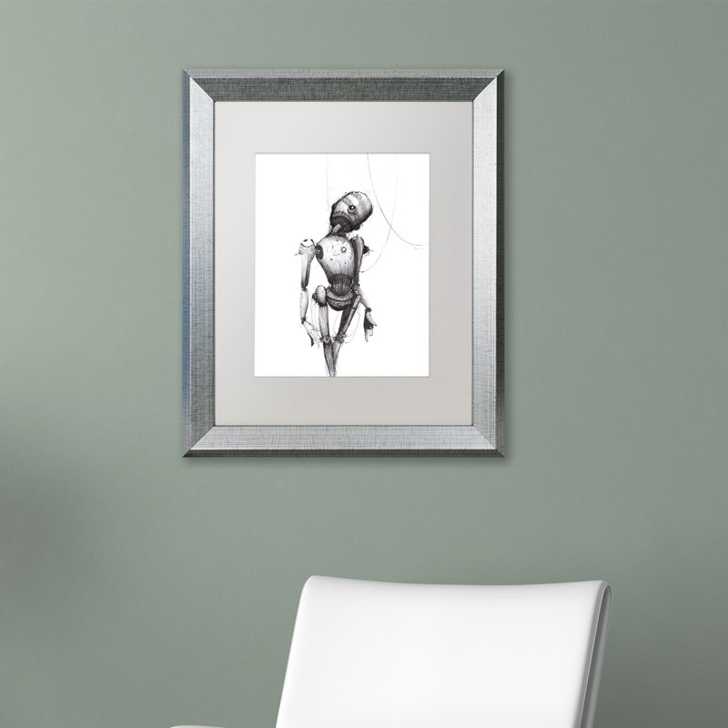 «Jonati Disconnect» par Craig Snodgrass, art mural encadré, H 14 po x l 11 po x P 0,5 po, Cadre noir, Blanc