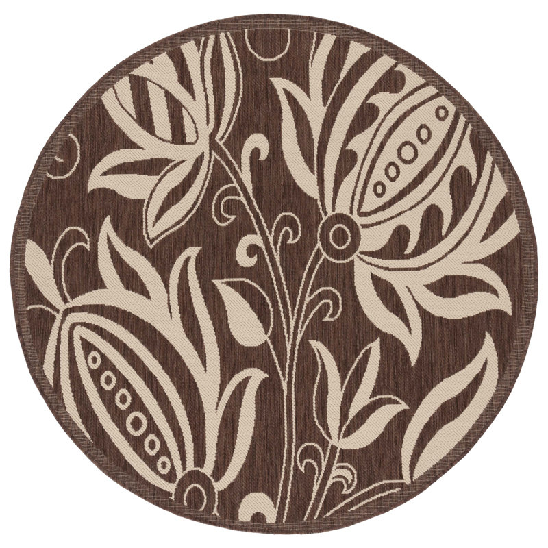 Marpain Performance Floral Indoor/Outdoor Area Rug, Round 7'1