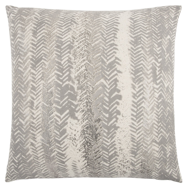 Ivory and Gray Chevron Cotton Throw Pillow