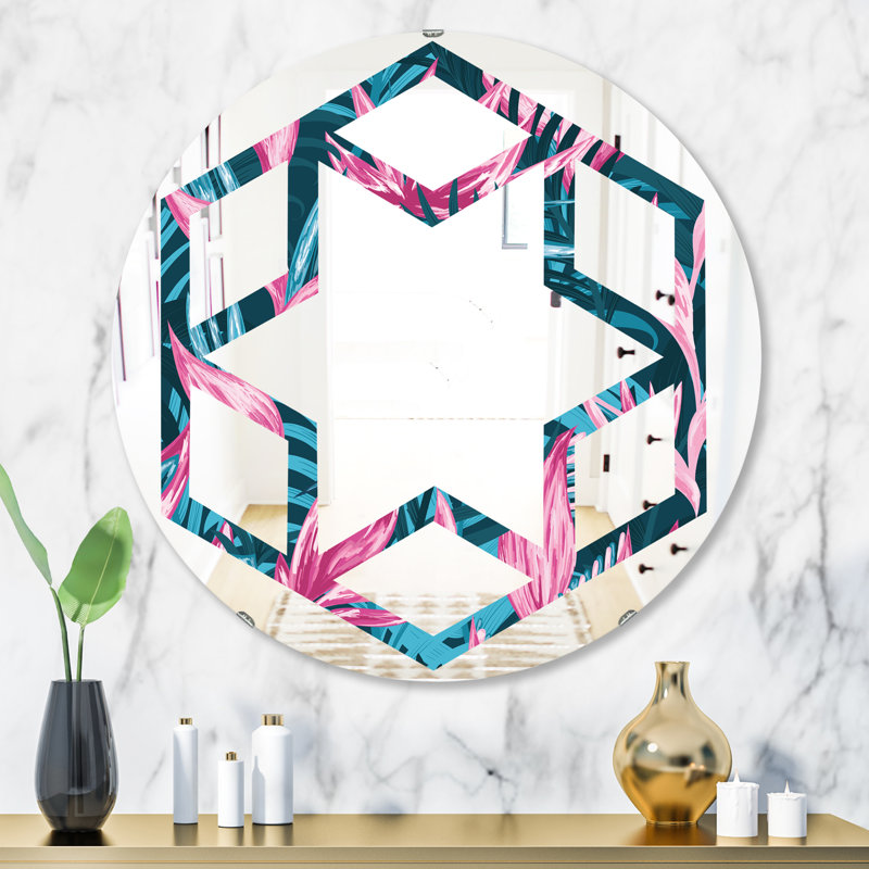 Miroir mural hexagonal étoile à la main, H 23,6 po x l 23,6 po