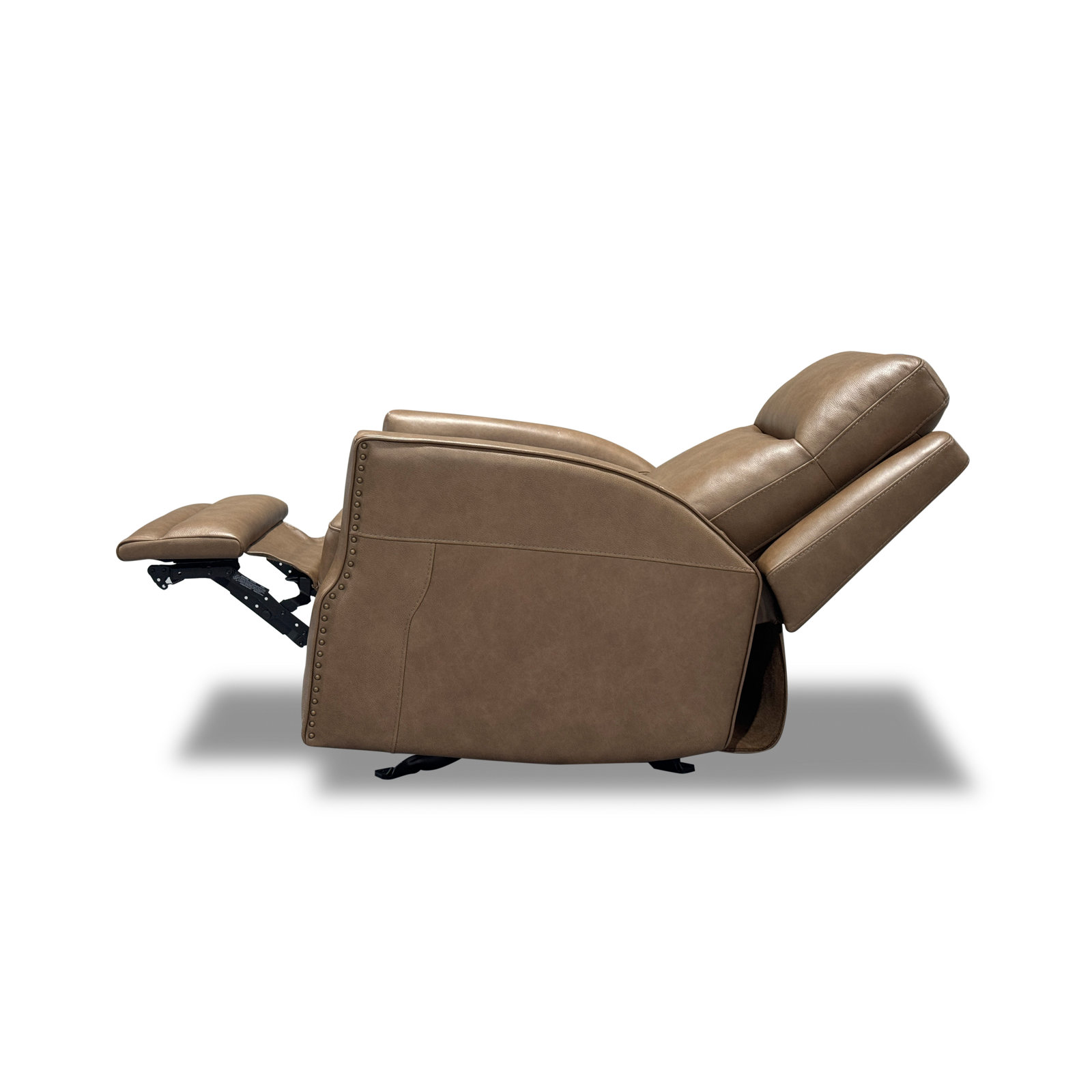 Henri 33" Genuine Leather Power Recliner, Brown