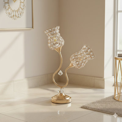 Lampe de table en métal or rose 18,75 "Trompette Glam