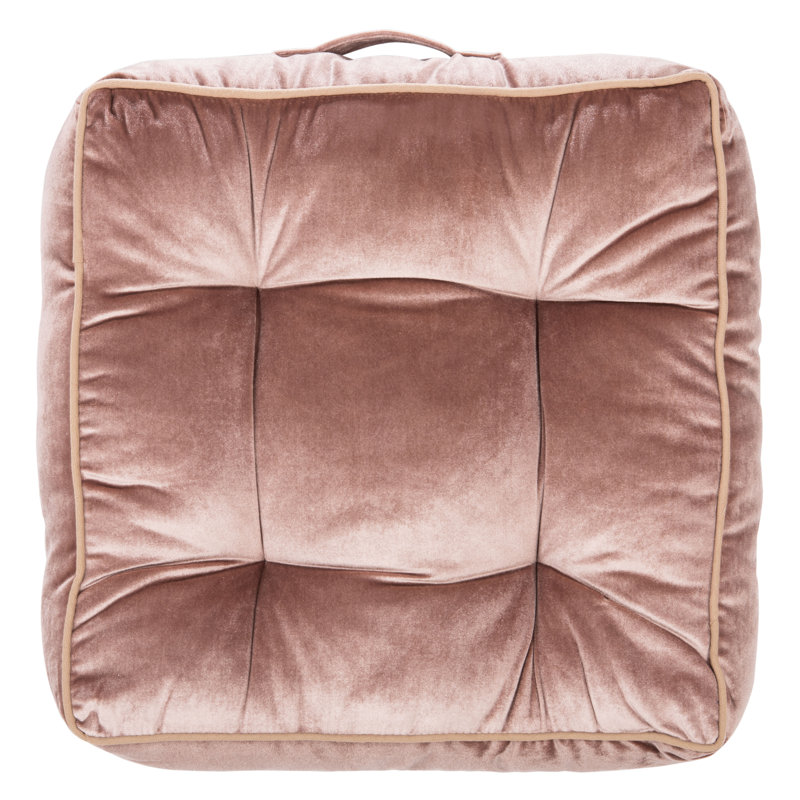 Primrose 18" Blush Pink Velvet Tufted Square Floor Pillow