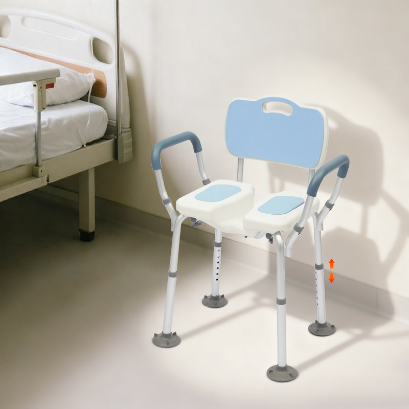 Chaise de douche réglable avec dossier et accoudoirs, siège de salle de bain robuste de 330 lb
