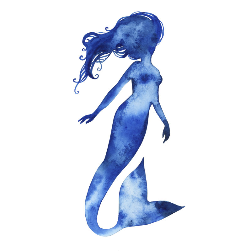 Blue Sirena II - Painting on Canvas, 30cm H x 20cm W, Wrapped Canvas
