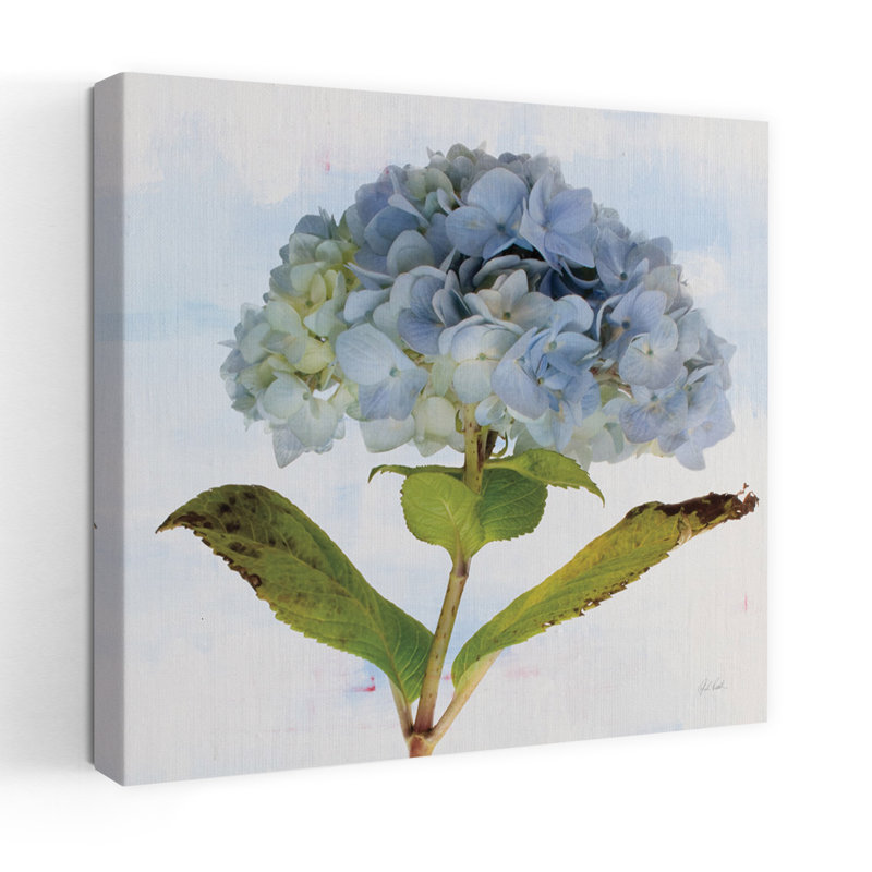 Art contemporain d'hortensia bleu, H 18 po x l 18 po