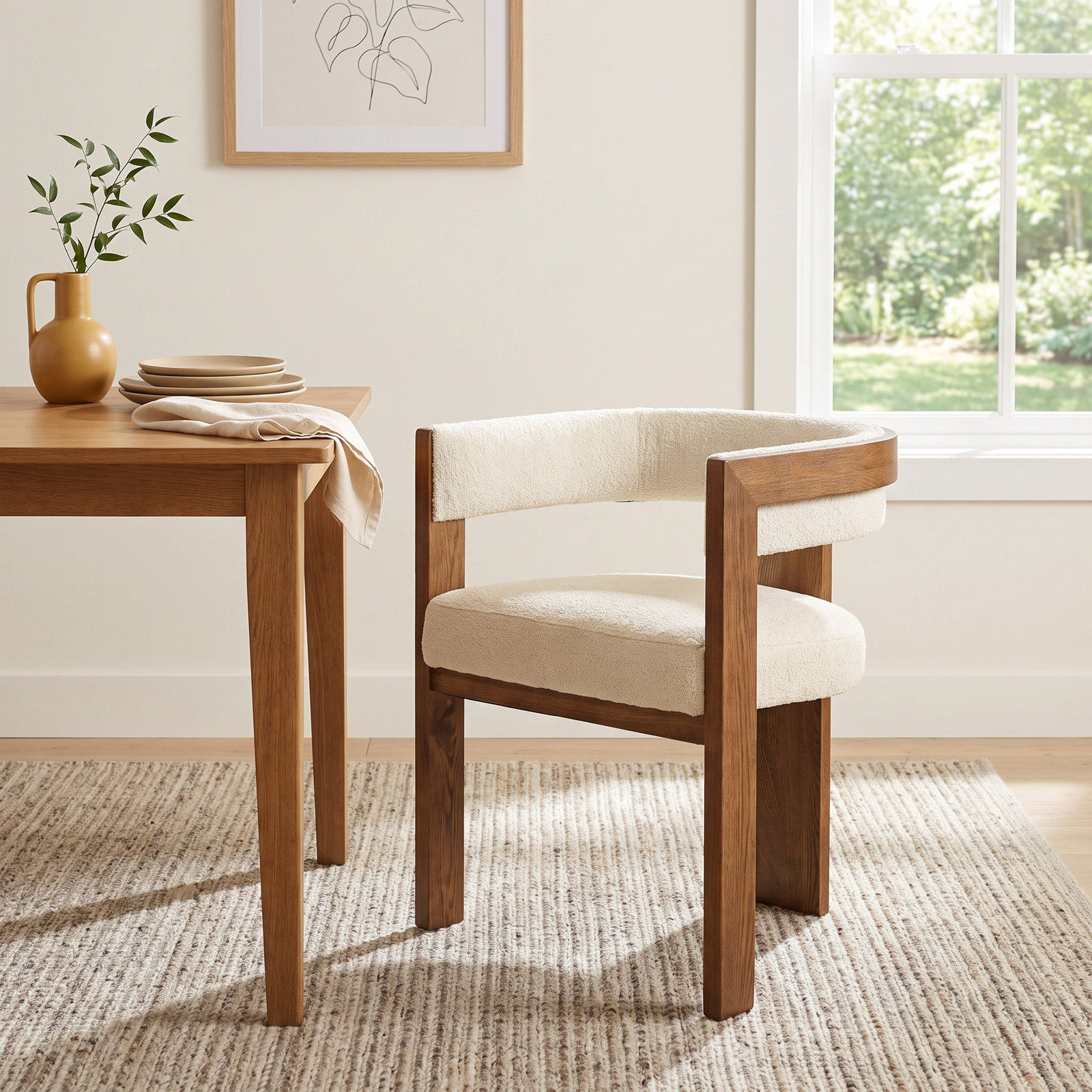 Imbali Dining Armchair, Natural, White